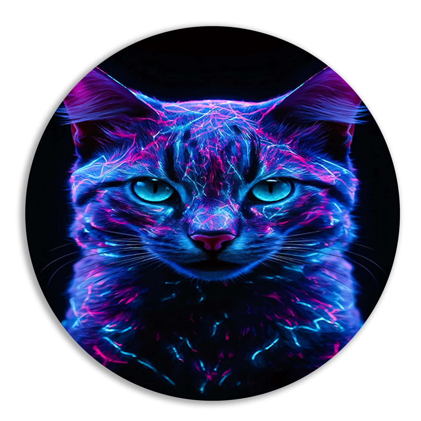 Adembenemend neon kat portret in kleuren forex muurcirkel