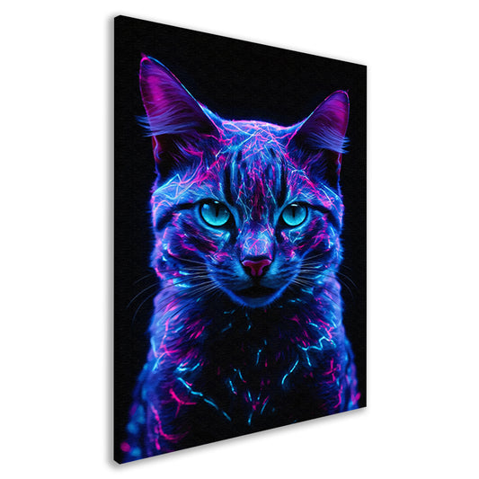Adembenemend neon kat portret in kleuren canvas