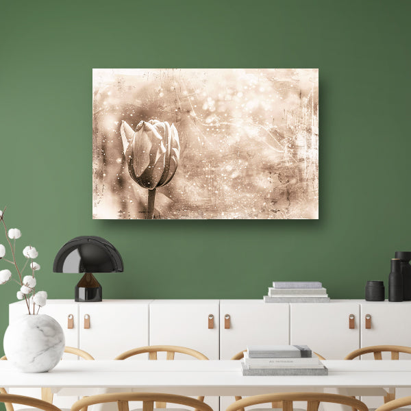 Minimalistische sepia lijntekening van tulp poster
