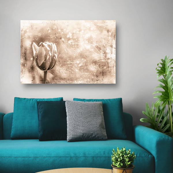 Minimalistische sepia lijntekening van tulp poster