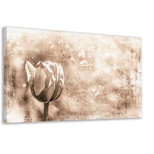 Minimalistische sepia lijntekening van tulp canvas