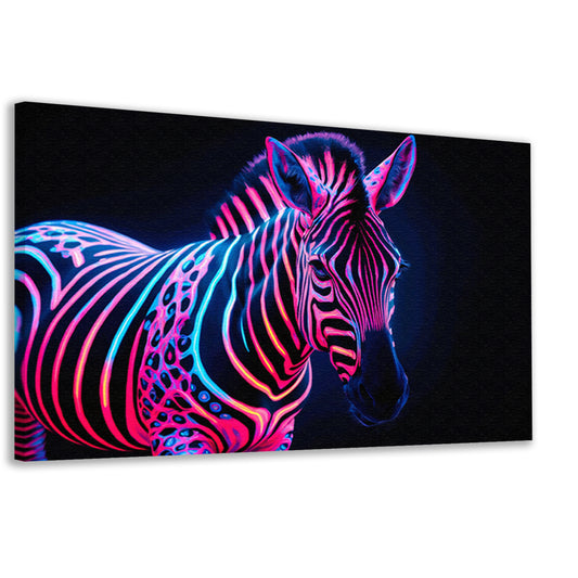 Futuristische neon zebra kunstafbeelding canvas
