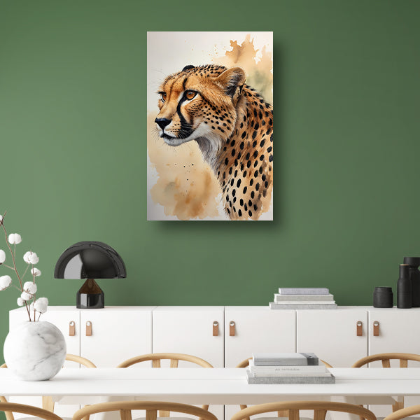 Waterverf Cheetah Portret in Kleur canvas