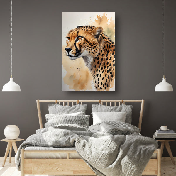 Waterverf Cheetah Portret in Kleur canvas