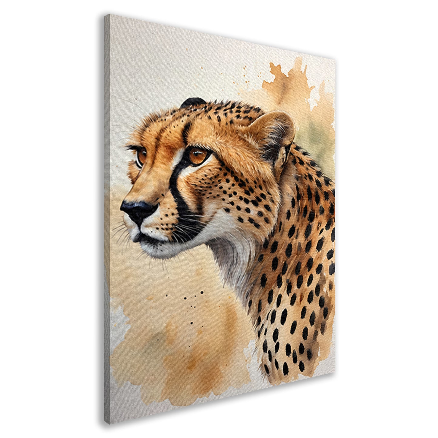 Waterverf Cheetah Portret in Kleur canvas