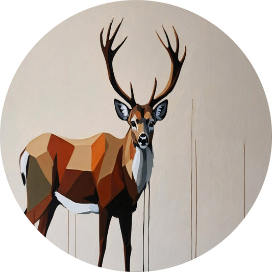Geometrisch Portret van een Majestueus Hert aluminium muurcirkel