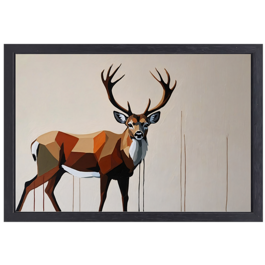 Geometrisch Portret van een Majestueus Hert canvas met baklijst