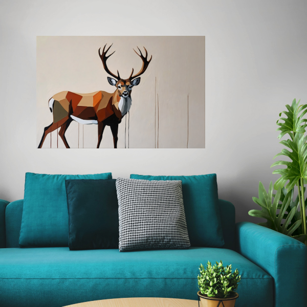 Geometrisch Portret van een Majestueus Hert canvas