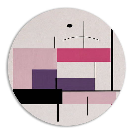 Abstracte composities met roze en paars aluminium muurcirkel