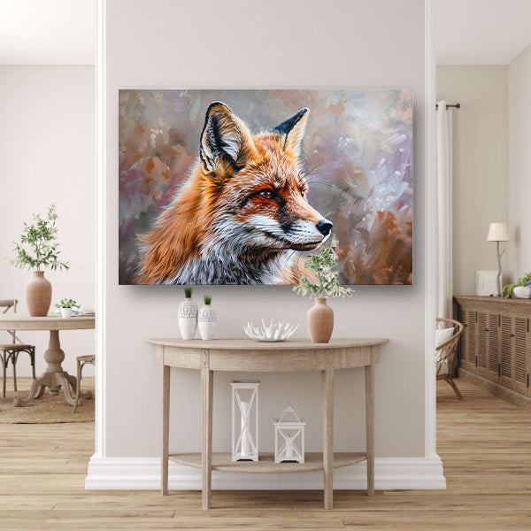 Realistisch en gedetailleerd schilderij van een vos poster