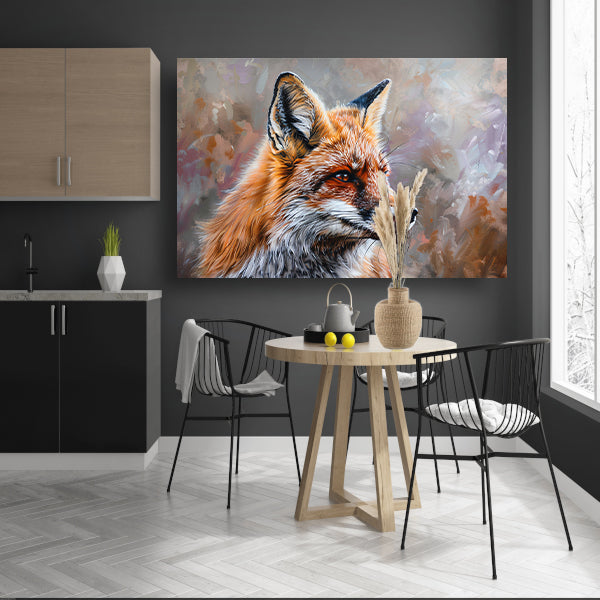 Realistisch en gedetailleerd schilderij van een vos poster