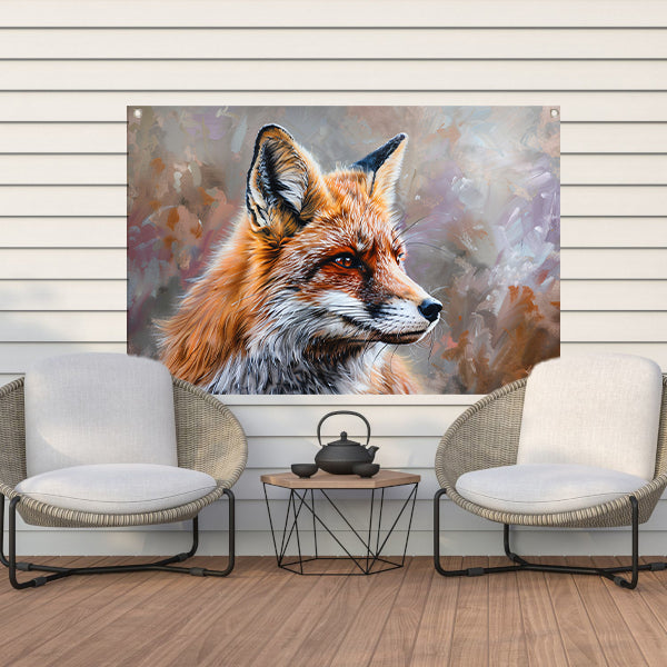 Realistisch en gedetailleerd schilderij van een vos tuinposter