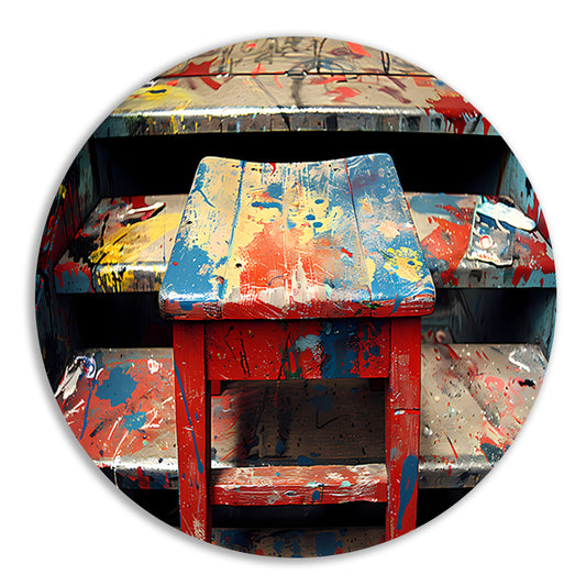 Piet Mondriaan Abstract Trap aluminium muurcirkel