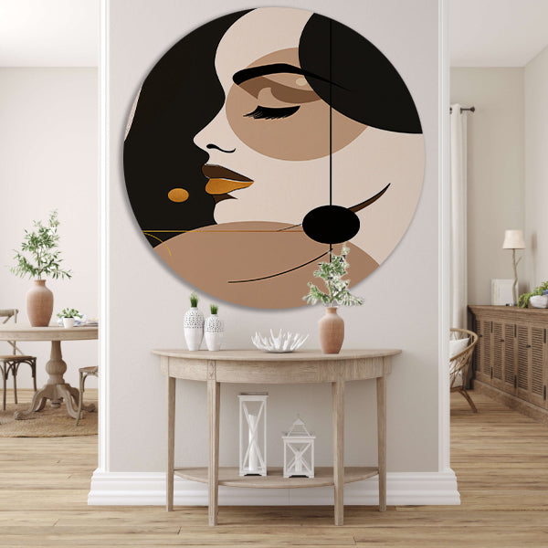 Abstracte Vrouwelijke Elegantie in Monochroom Goud forex muurcirkel