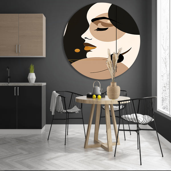 Abstracte Vrouwelijke Elegantie in Monochroom Goud forex muurcirkel