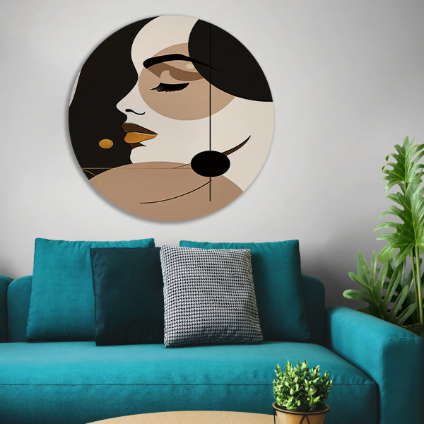 Abstracte Vrouwelijke Elegantie in Monochroom Goud forex muurcirkel