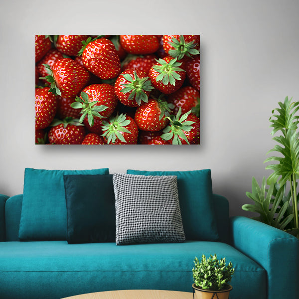 Schaal vol aardbeien canvas