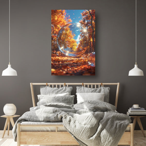 Herfstbol met Bomen in Bos canvas