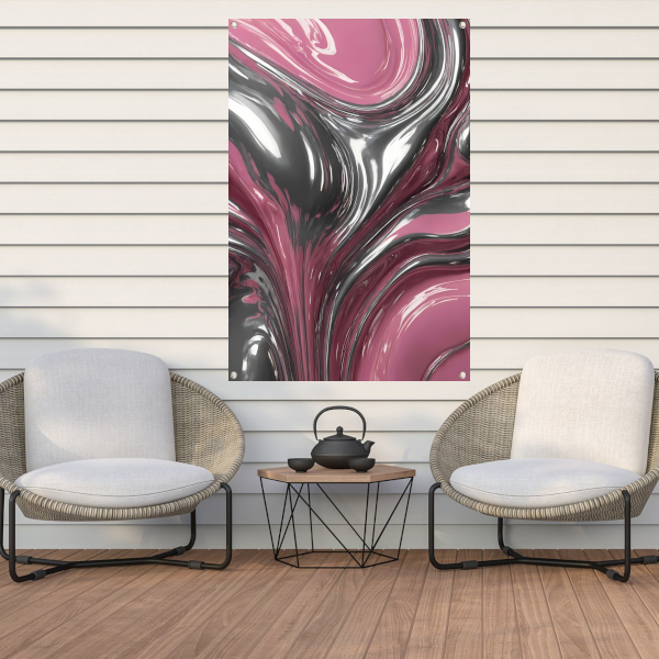 Reflectie van zilver en roze in abstractie tuinposter