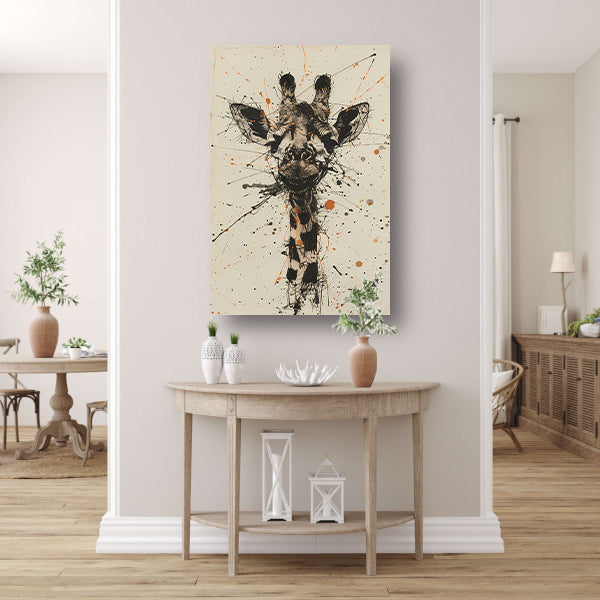 Dynamisch abstracte giraffe kunstwerk met spatten poster