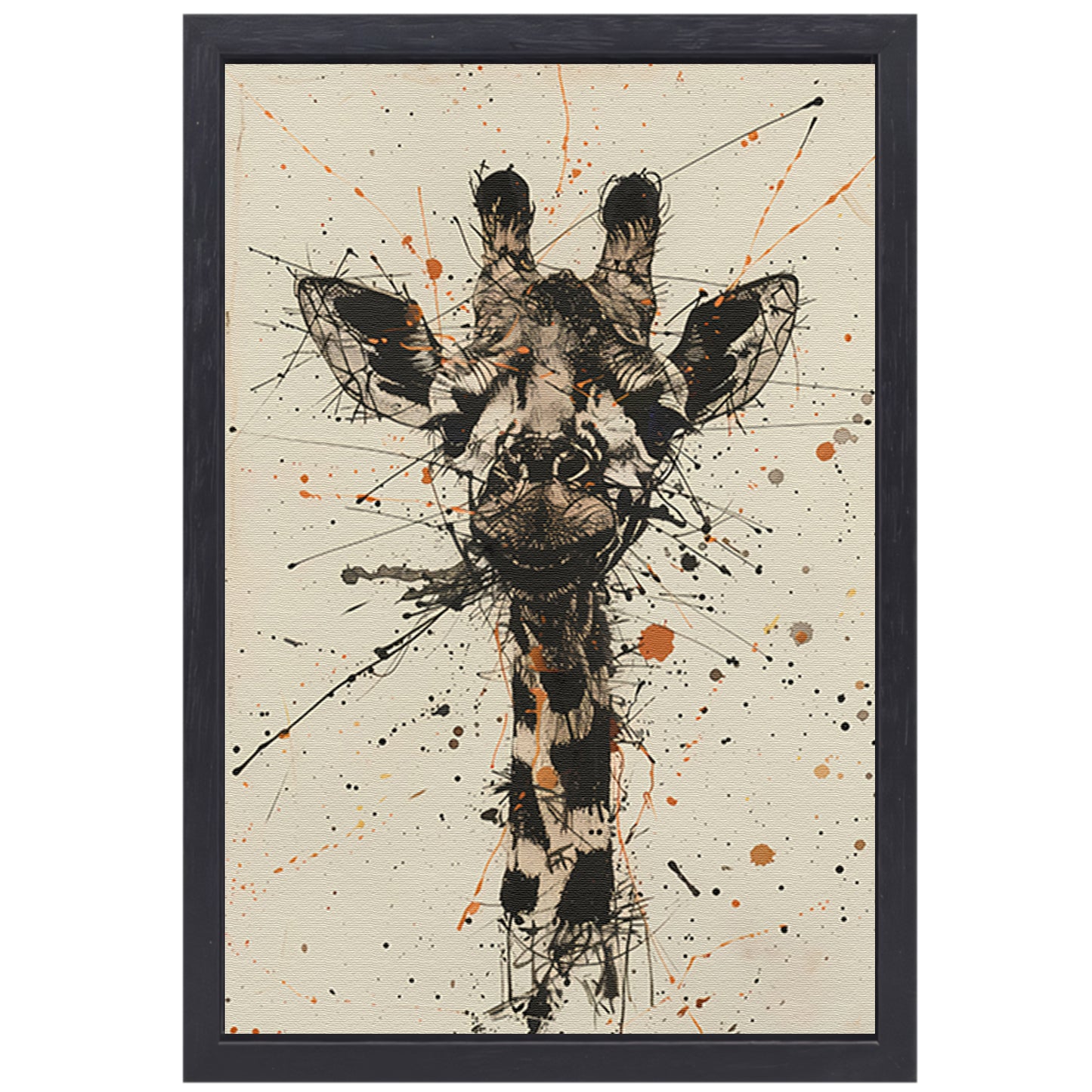 Dynamisch abstracte giraffe kunstwerk met spatten canvas met baklijst