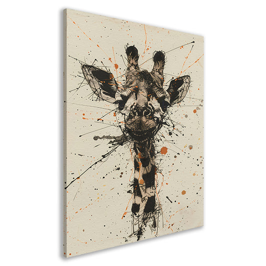 Dynamisch abstracte giraffe kunstwerk met spatten canvas