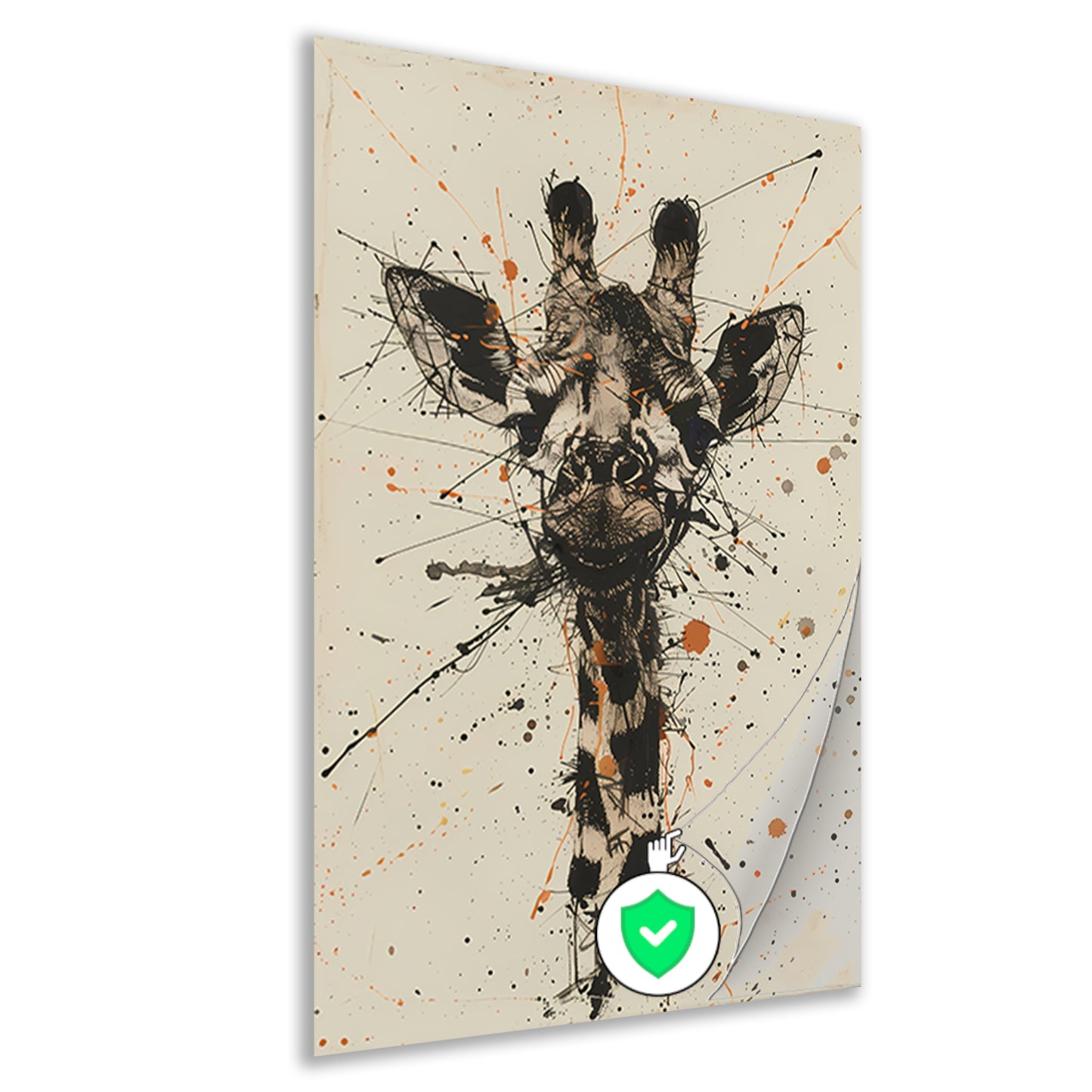 Dynamisch abstracte giraffe kunstwerk met spatten poster