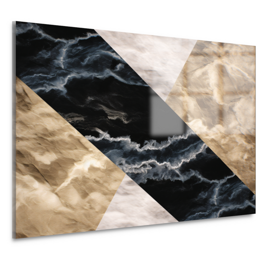 Zwart-wit marmeren behang met aders acrylglas