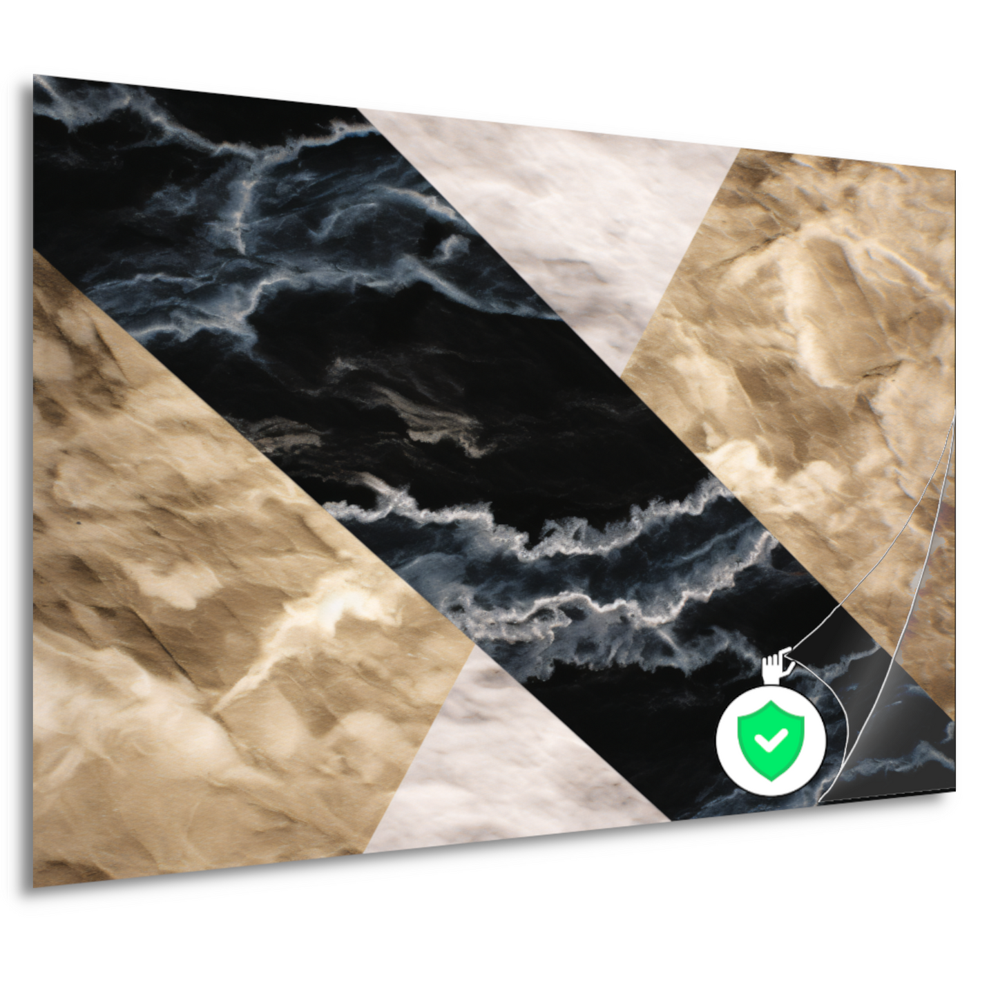 Zwart-wit marmeren behang met aders poster