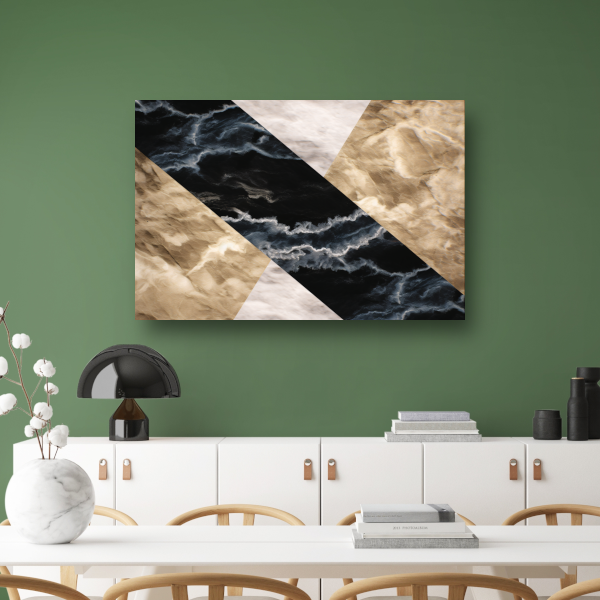 Zwart-wit marmeren behang met aders poster
