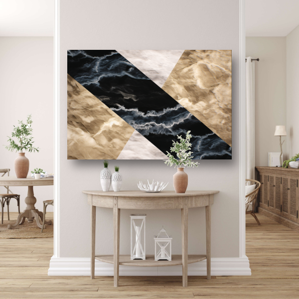 Zwart-wit marmeren behang met aders poster