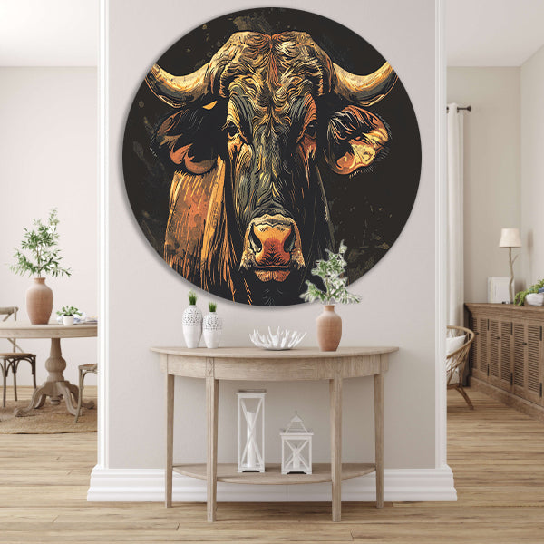 Majestueuze stier in klassieke kunststijlen forex muurcirkel
