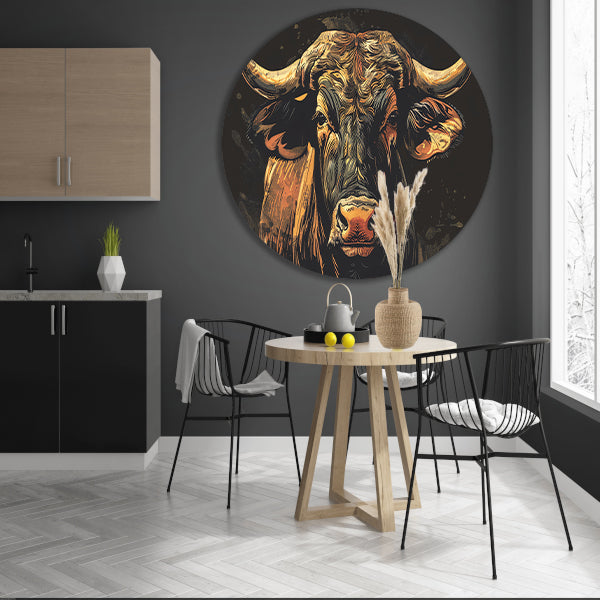 Majestueuze stier in klassieke kunststijlen forex muurcirkel