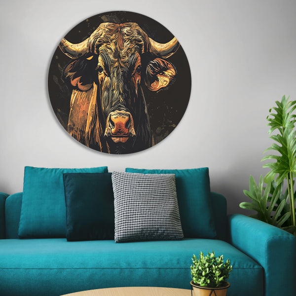 Majestueuze stier in klassieke kunststijlen forex muurcirkel