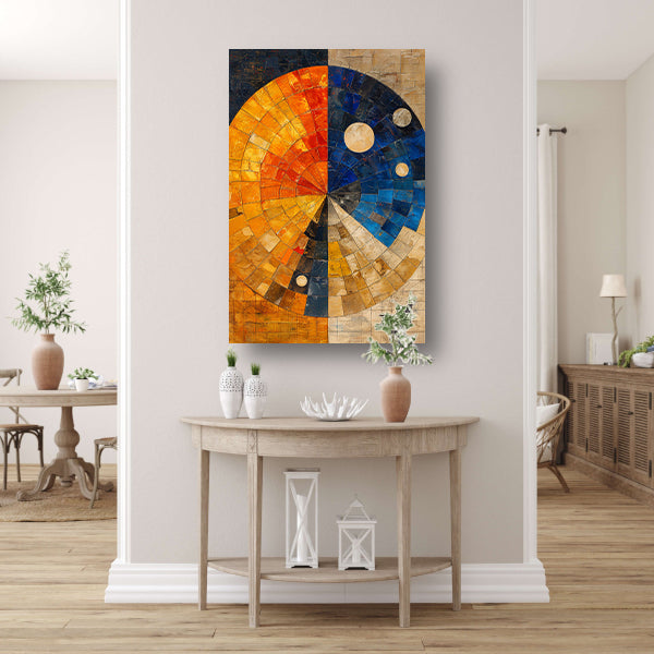 Abstract cirkel met rechthoeken canvas