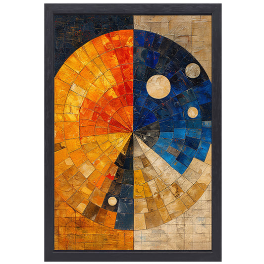 Abstract cirkel met rechthoeken canvas met baklijst
