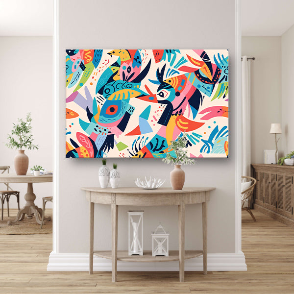 Abstracte kleurrijke dieren in moderne kunst poster