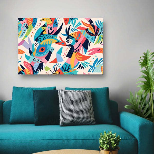 Abstracte kleurrijke dieren in moderne kunst poster