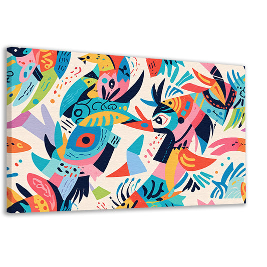Abstracte kleurrijke dieren in moderne kunst canvas