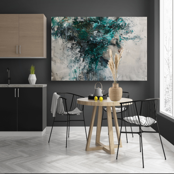 Abstract Profiel van een Vrouw in Turquoise poster