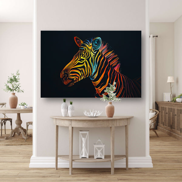 Abstracte Neon Zebra met Psychedelische Patronen   poster