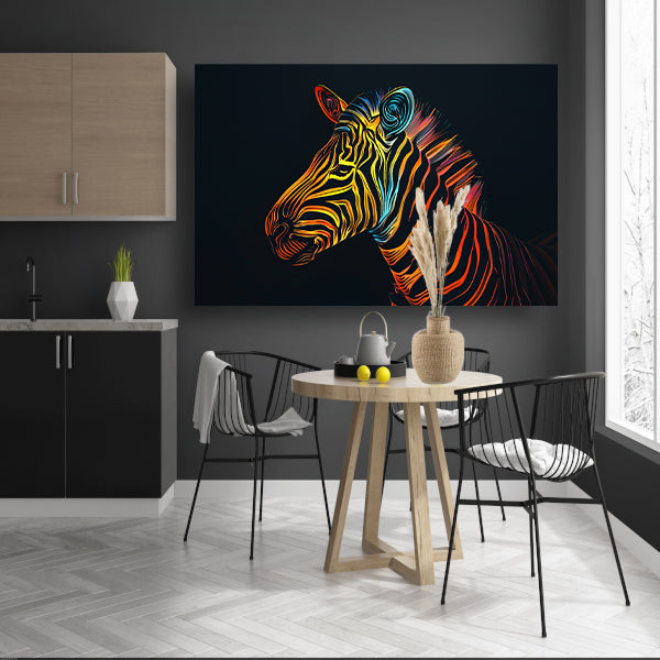 Abstracte Neon Zebra met Psychedelische Patronen   poster