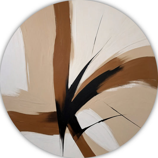 Abstracte aardetinten met dynamische lijnen aluminium muurcirkel