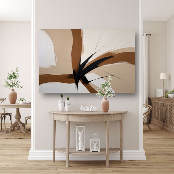 Abstracte aardetinten met dynamische lijnen poster