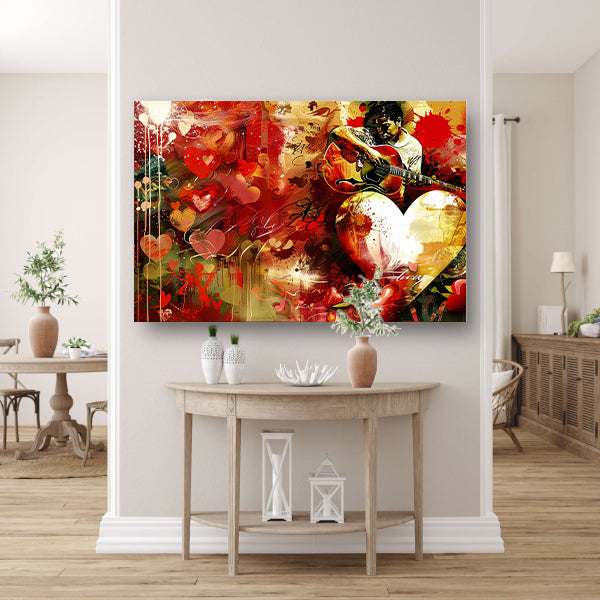 Kleurrijke expressie van muziek en liefde canvas