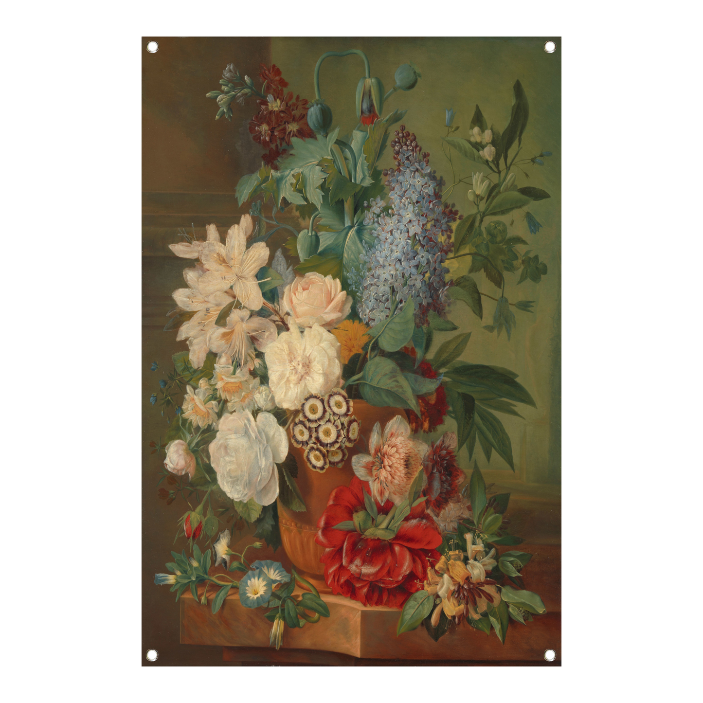 Bloemen in een terracotta vaas - Albertus Jonas Brandt tuinposter