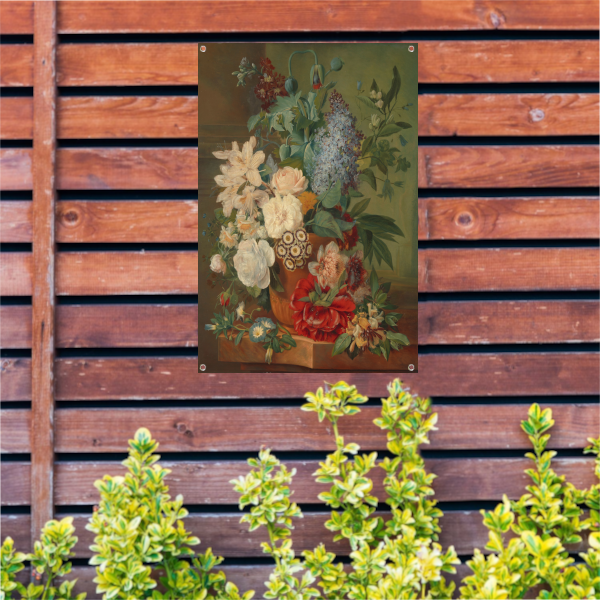 Bloemen in een terracotta vaas - Albertus Jonas Brandt tuinposter