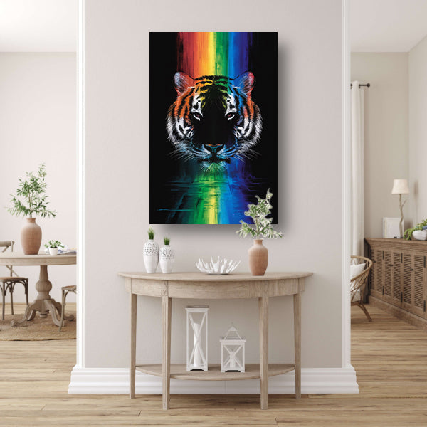 Majestueuze tijger met regenboogkleuren acrylglas