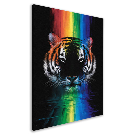 Majestueuze tijger met regenboogkleuren canvas