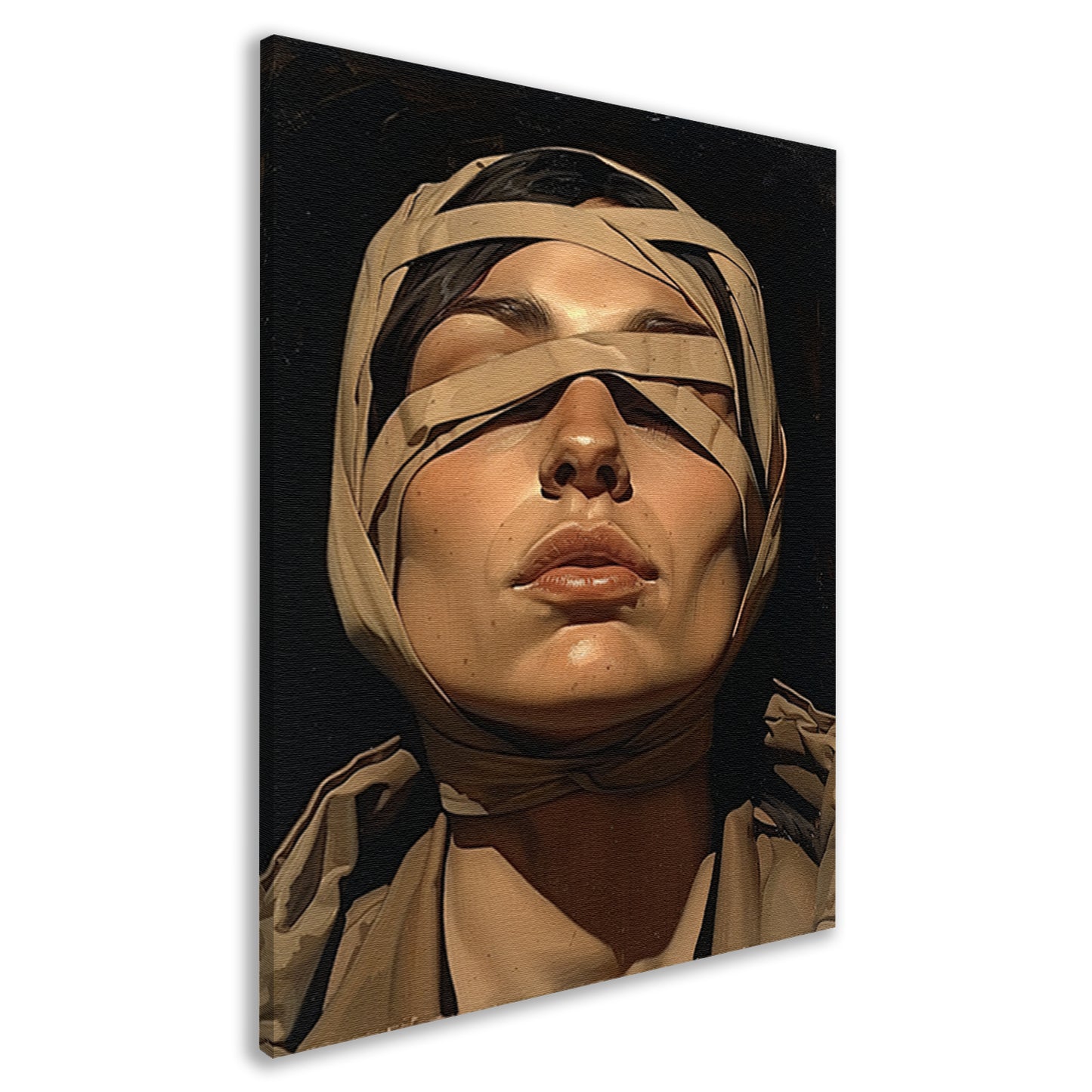 Vrouw met verband over ogen in surrealistische stijl canvas